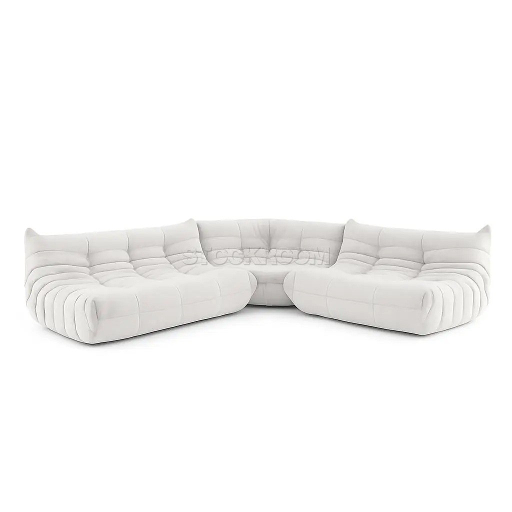 Lennox Caterpillar Style Velvet L Shape Sofa