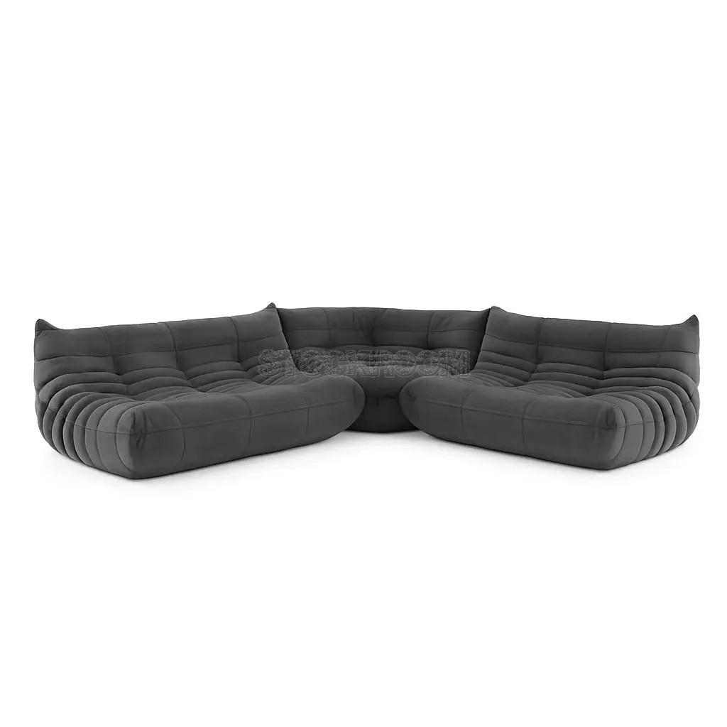 Lennox Caterpillar Style Velvet L Shape Sofa