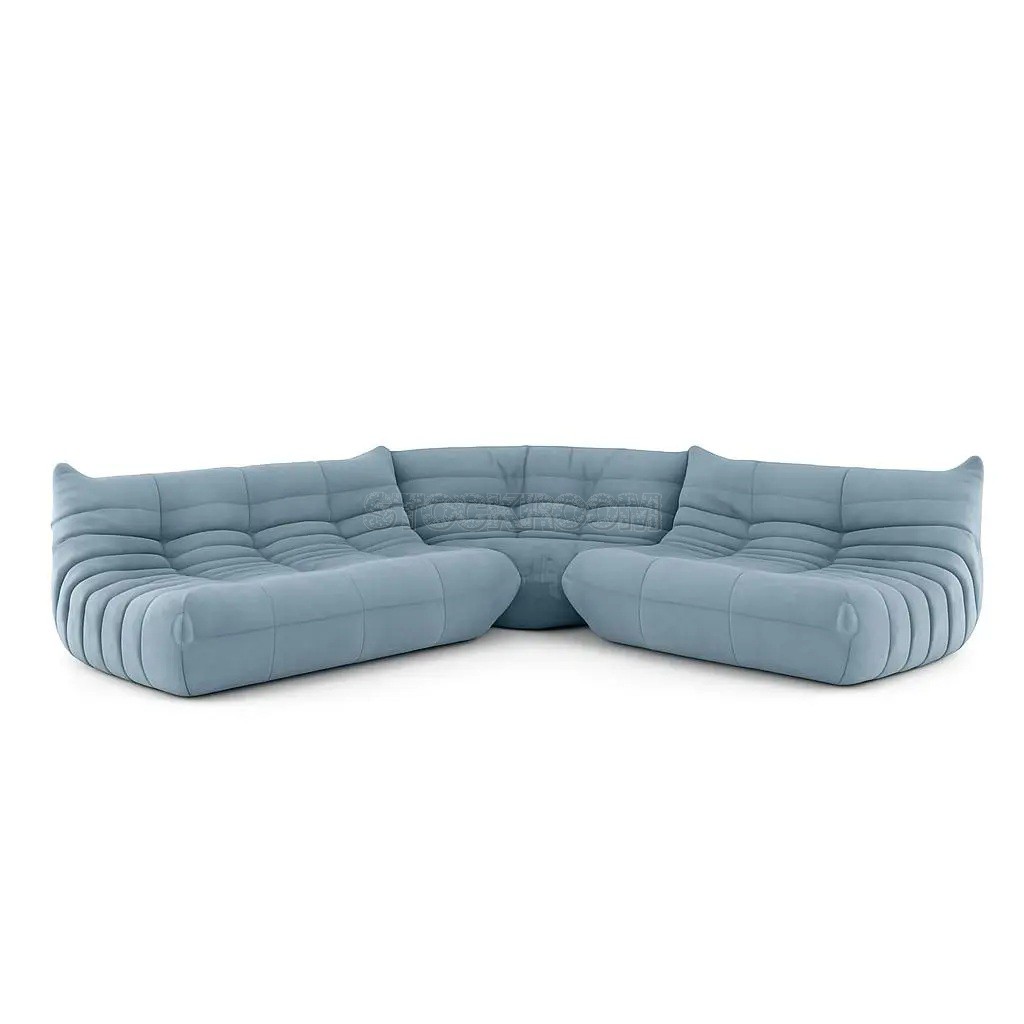 Lennox Caterpillar Style Velvet L Shape Sofa