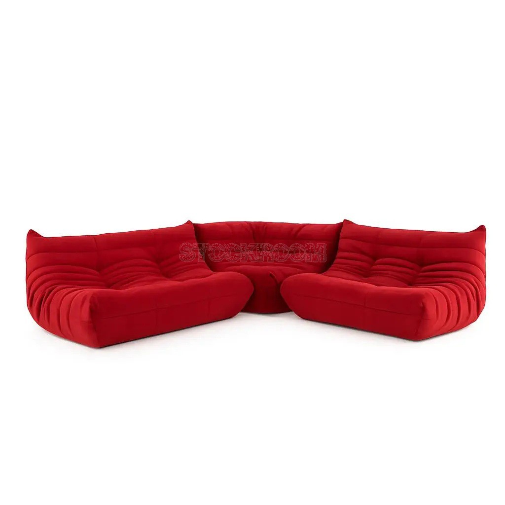Lennox Caterpillar Style Velvet L Shape Sofa
