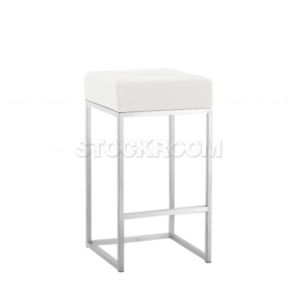 Leon Steel Leather Bar Stool