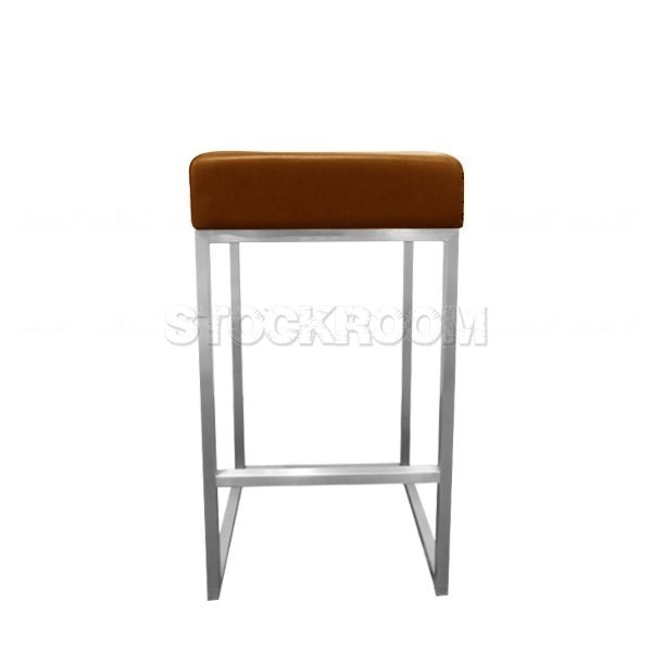 Leon Steel Leather Bar Stool