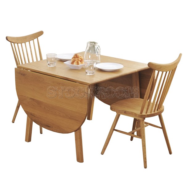 Leroi Solid Oak Wood Extendable Table