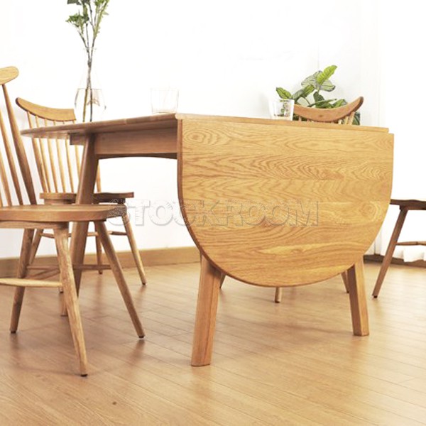 Leroi Solid Oak Wood Extendable Table