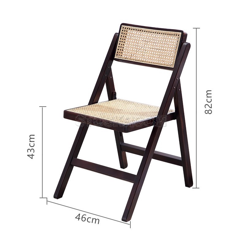 Lewis Folding Rattan & Solid Wood Chair