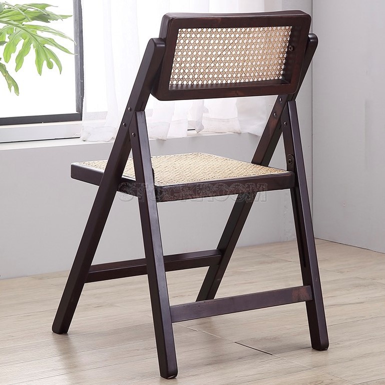 Lewis Folding Rattan & Solid Wood Chair