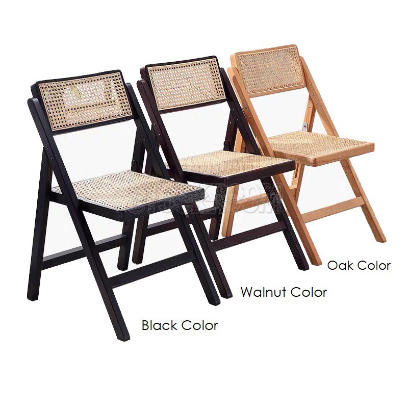 Lewis Folding Rattan & Solid Wood Chair