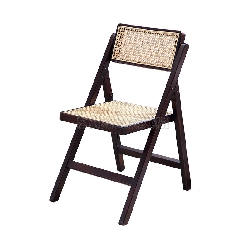 Lewis Folding Rattan & Solid Wood Chair