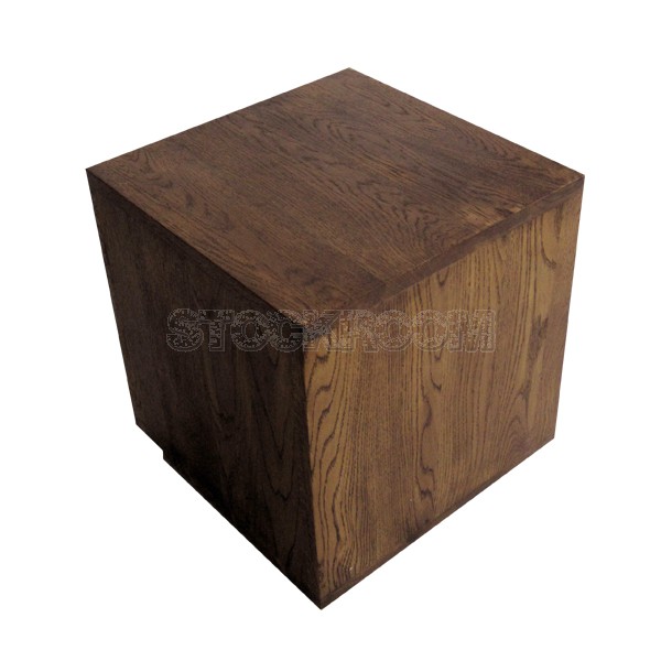 Liborius Cube Solid Oak Wood Multipurpose Stool