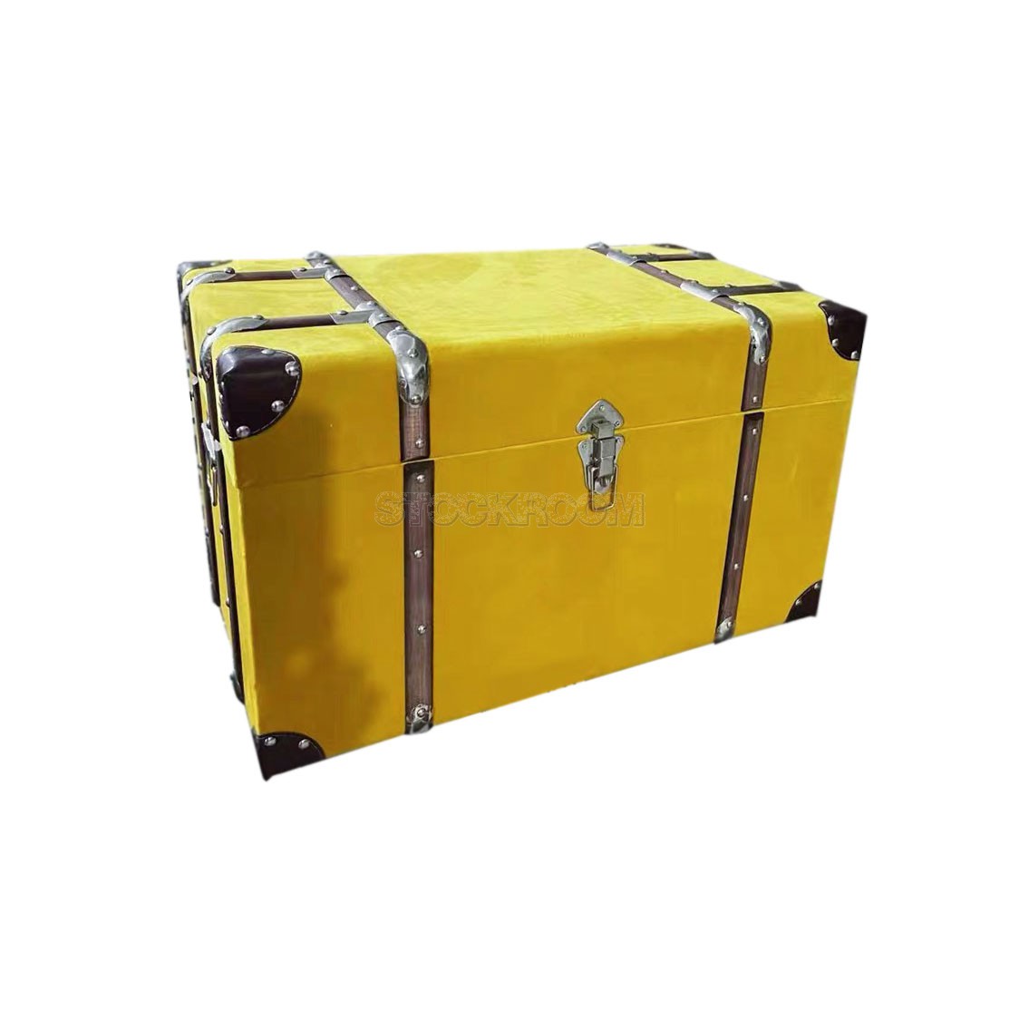 Contemporary Yellow Velvet Storage Trunk