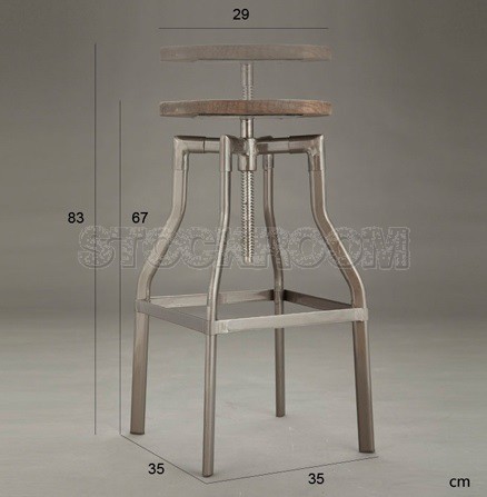 Loft Style Industrial Adjustable Low Bar Stool