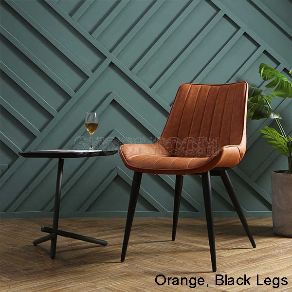 Hille PU Leather Upholstered Dining Chair With Metal Legs