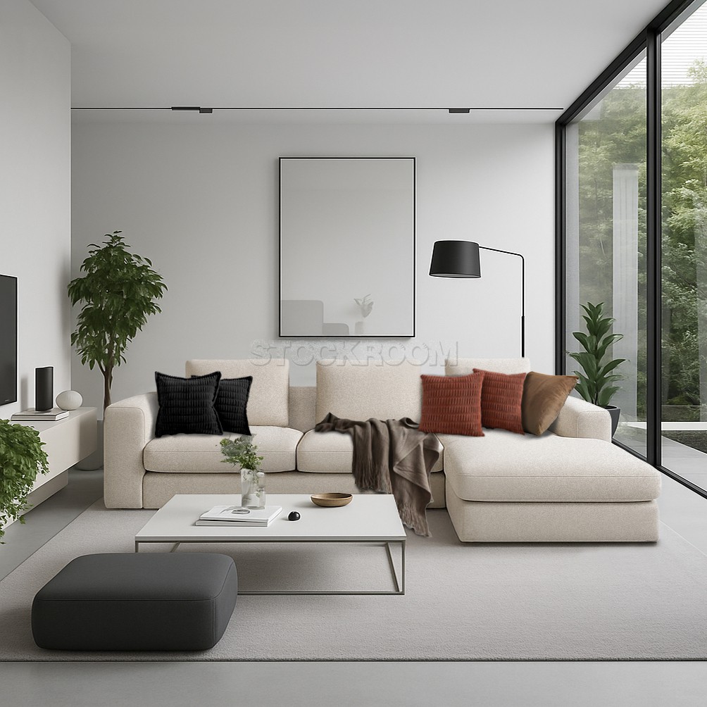 Lucca Fabric Feather Down Sofa - L Shape / Sectional Sofa