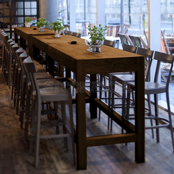 Ludvig Solid Oak Wood High Console Table / Bar Table