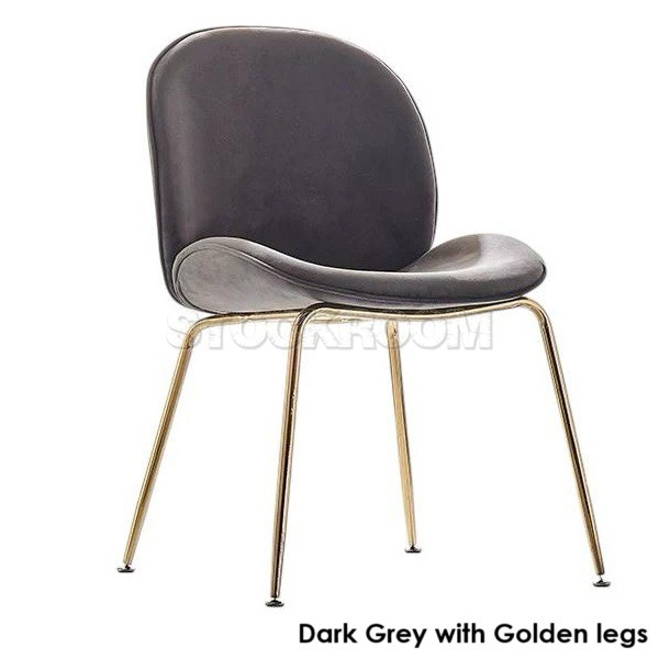 Luxurious Beetle Velvet Dining Chair with Metal Legs