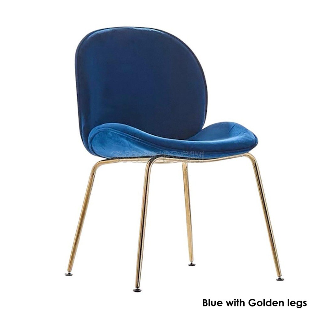 Luxurious Beetle Velvet Dining Chair with Metal Legs