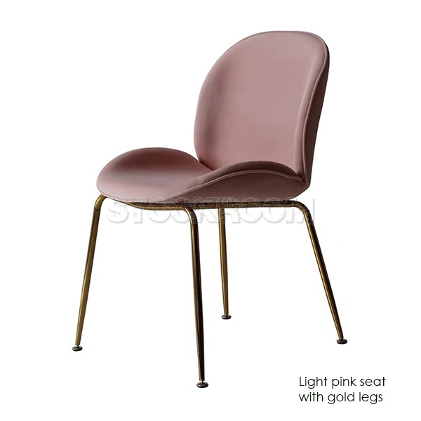 Luxurious Beetle Velvet Dining Chair with Metal Legs