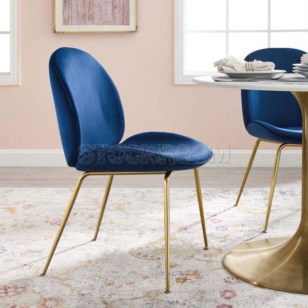 Luxurious Beetle Velvet Dining Chair with Metal Legs