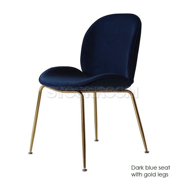 Luxurious Beetle Velvet Dining Chair with Metal Legs