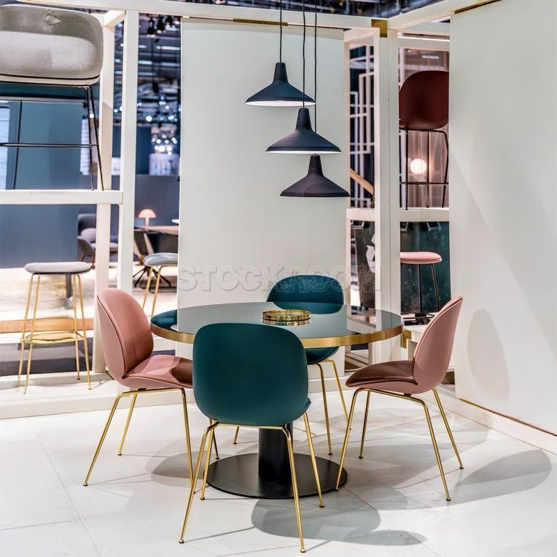 Luxurious Beetle Velvet Dining Chair with Metal Legs