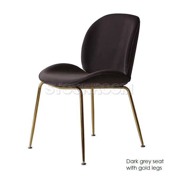 Luxurious Beetle Velvet Dining Chair with Metal Legs