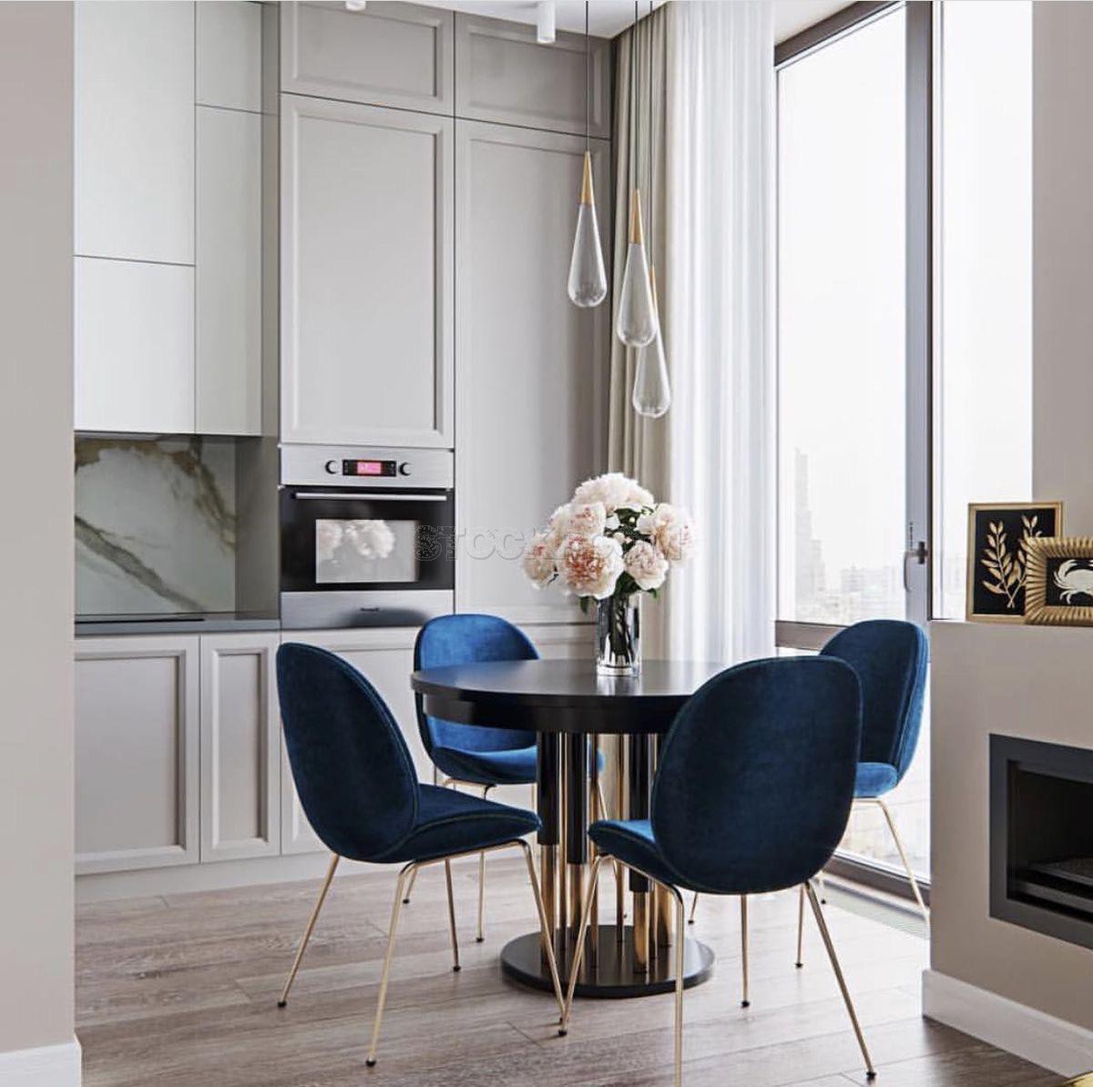 Luxurious Beetle Velvet Dining Chair with Metal Legs