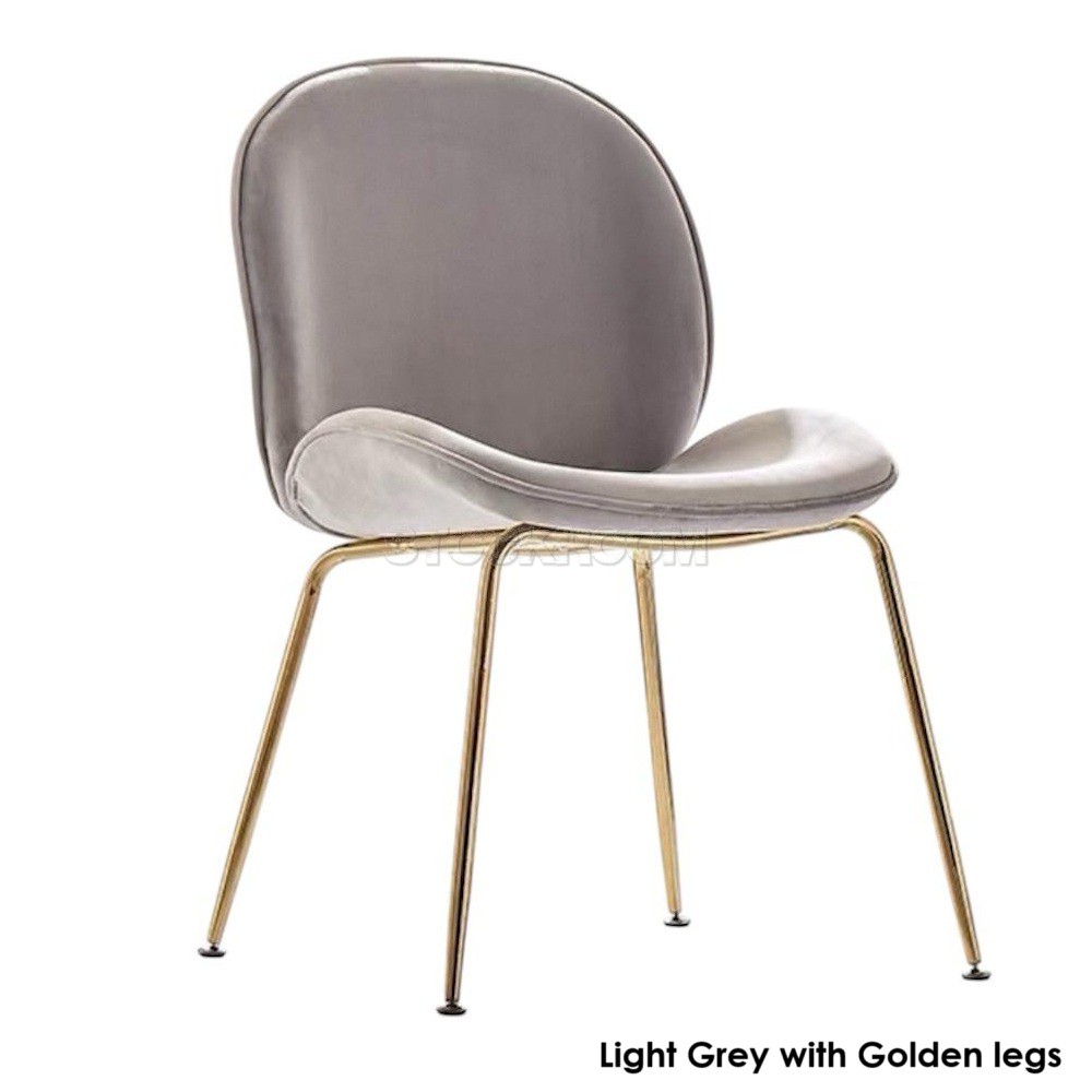 Luxurious Beetle Velvet Dining Chair with Metal Legs