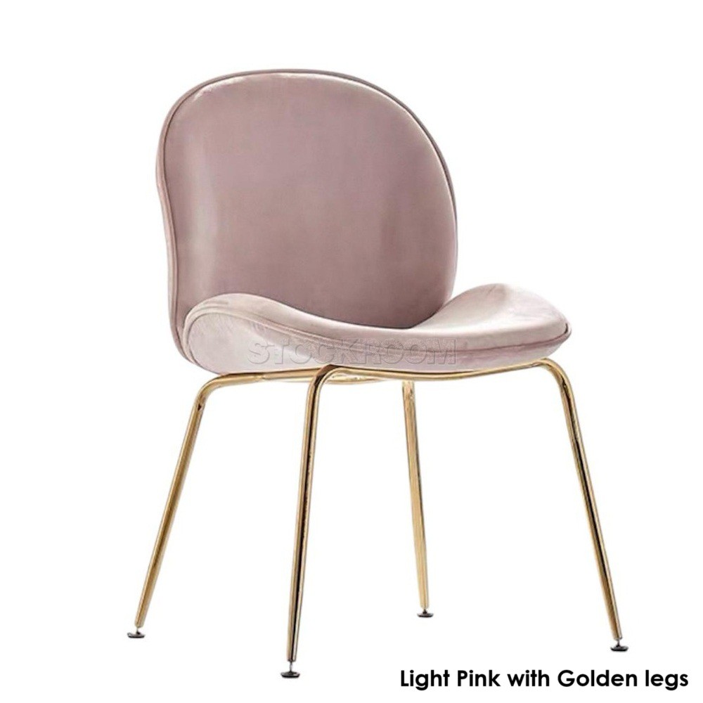 Luxurious Beetle Velvet Dining Chair with Metal Legs