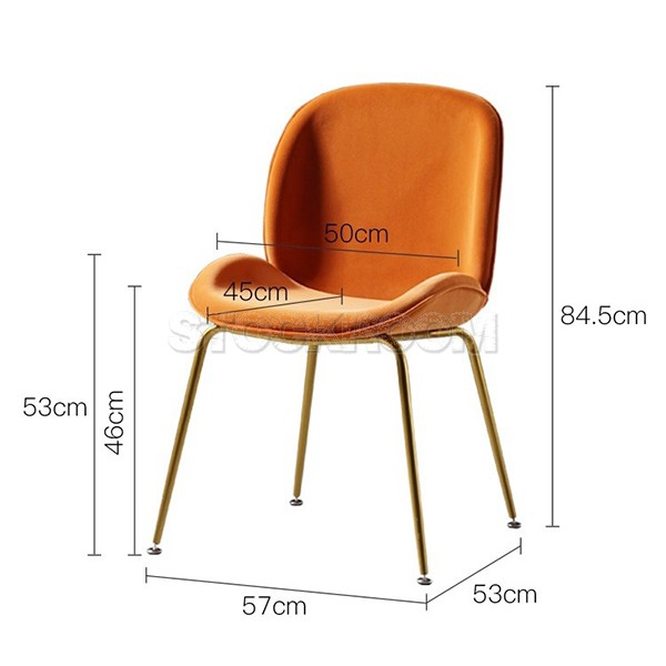 Luxurious Beetle Velvet Dining Chair with Metal Legs