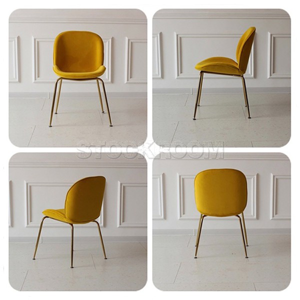 Luxurious Beetle Velvet Dining Chair with Metal Legs