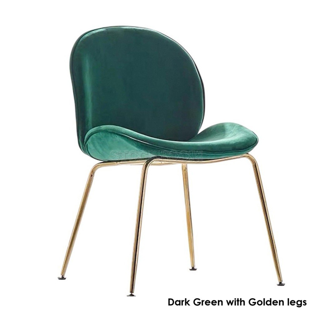 Luxurious Beetle Velvet Dining Chair with Metal Legs