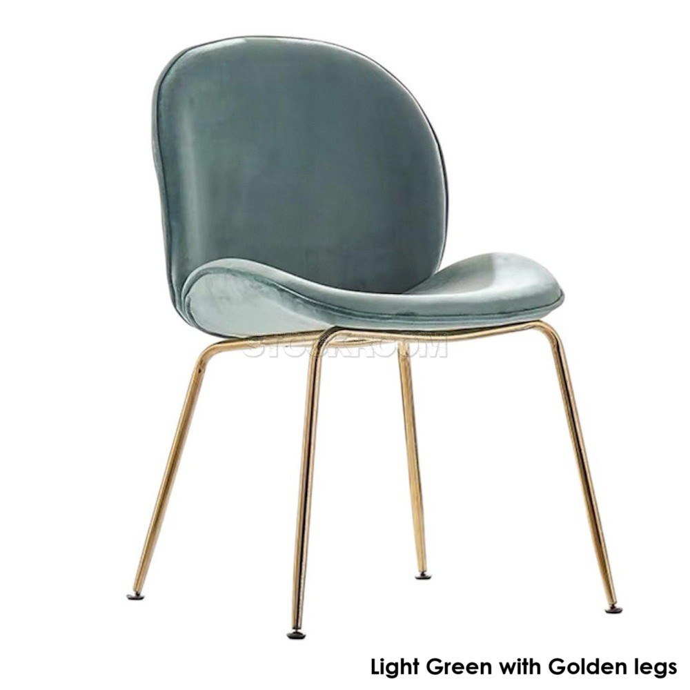 Luxurious Beetle Velvet Dining Chair with Metal Legs