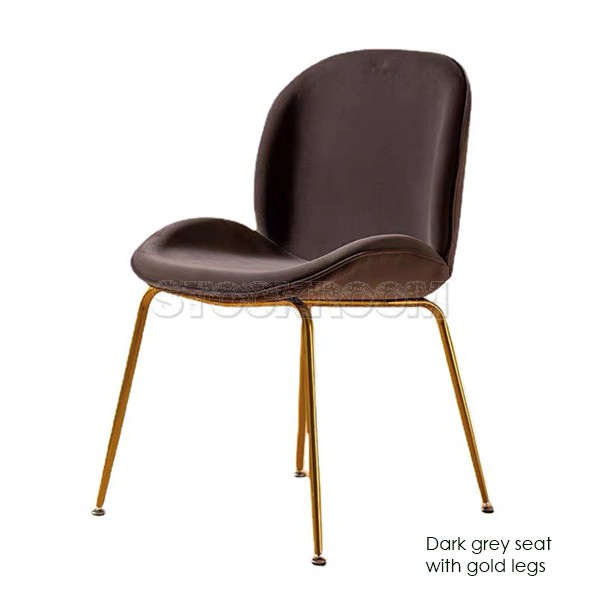 Luxurious Beetle Velvet Dining Chair with Metal Legs