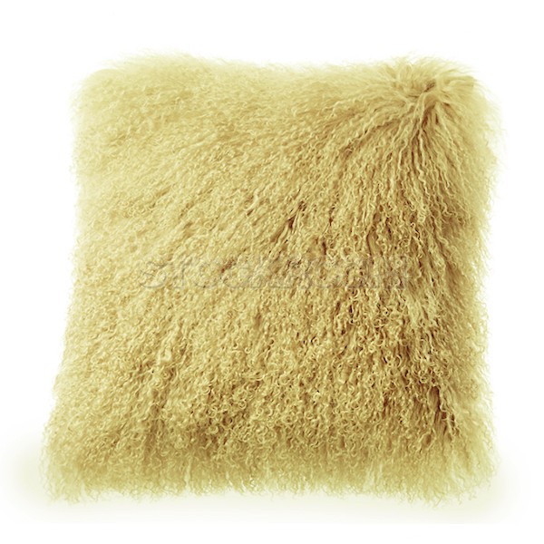 Mongolian Lamb Fur Cushion - White