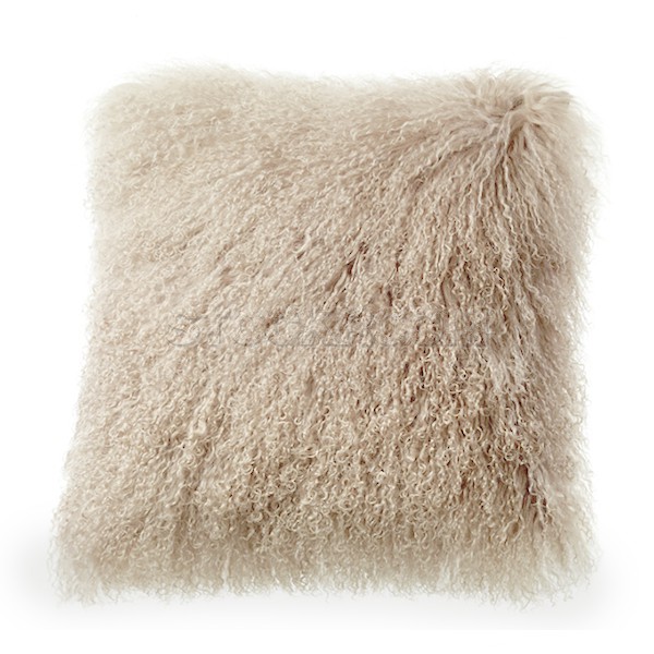 Mongolian Lamb Fur Cushion - White