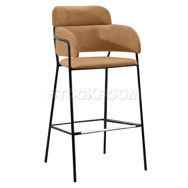 Madsen Velvet Bar Stool Chair Stool with Brass Frame