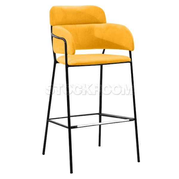 Madsen Velvet Bar Stool Chair Stool with Brass Frame