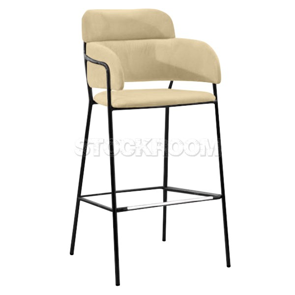 Madsen Velvet Bar Stool Chair Stool with Brass Frame