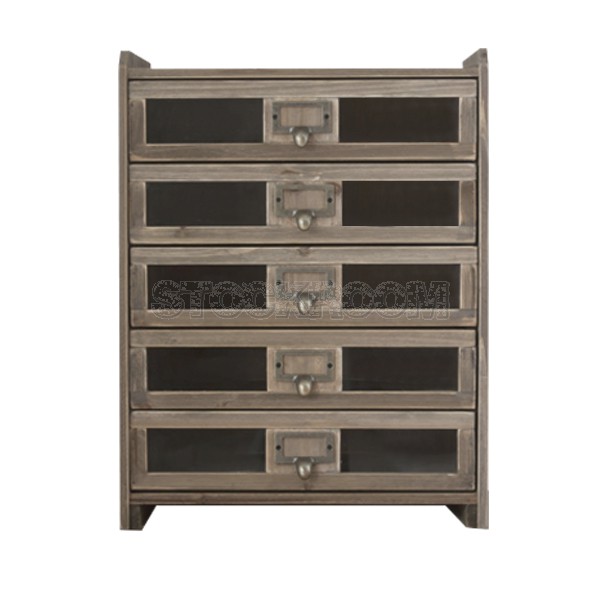 Makeba Solid Fir Wood Mini 5 Drawers Storage Cabinet