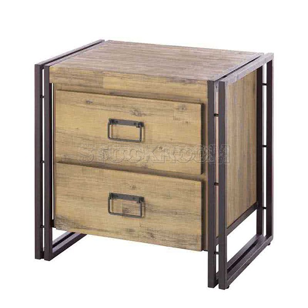 Manhattan Vintage Industrial Style Solid Wood Side / Bedside Table by Stockroom