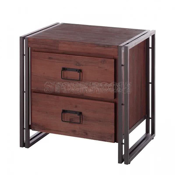 Manhattan Vintage Industrial Style Solid Wood Side / Bedside Table by Stockroom
