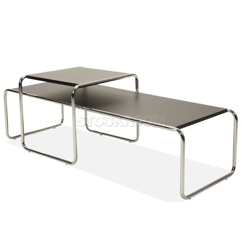 Marcel Breuer Style Laccio Coffee Table + Side Table