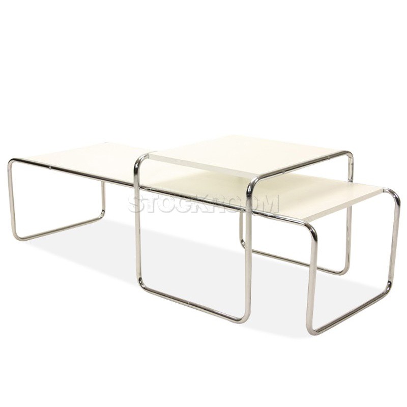 Marcel Breuer Style Laccio Coffee Table + Side Table