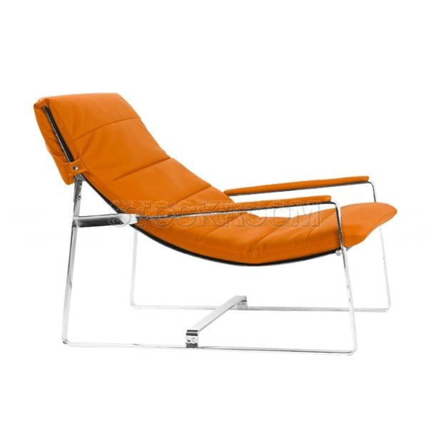 Marino Leather Chaise Lounge Chair with Steel Frame