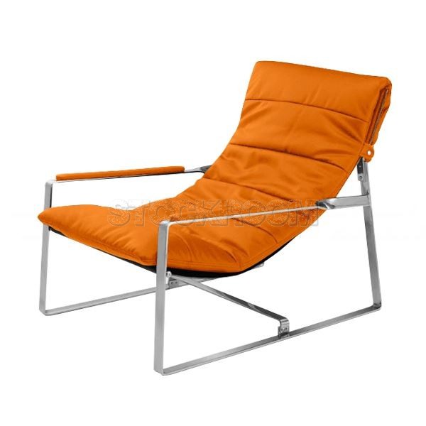 Marino Leather Chaise Lounge Chair with Steel Frame