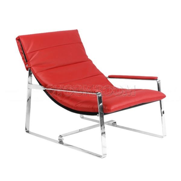 Marino Leather Chaise Lounge Chair with Steel Frame