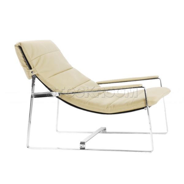 Marino Leather Chaise Lounge Chair with Steel Frame