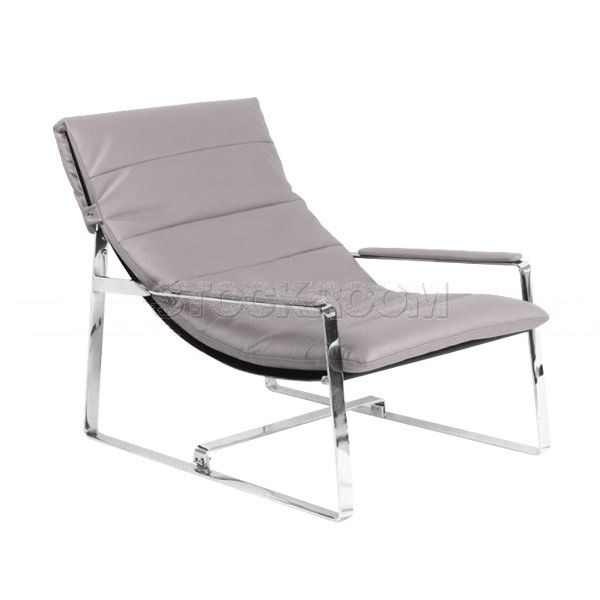 Marino Leather Chaise Lounge Chair with Steel Frame