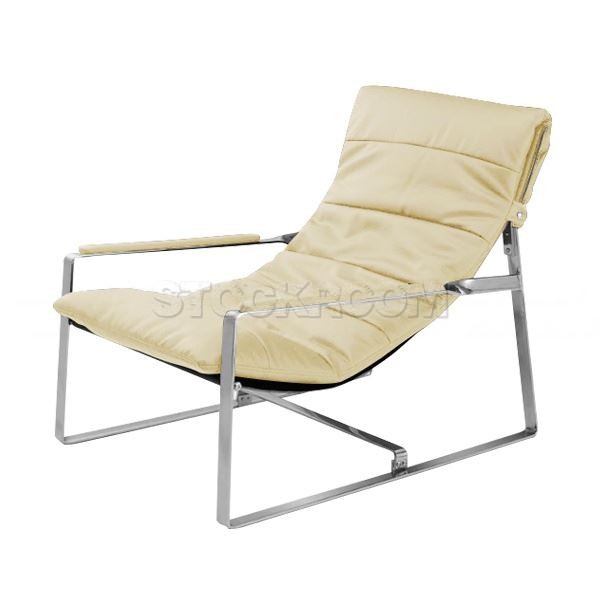 Marino Leather Chaise Lounge Chair with Steel Frame