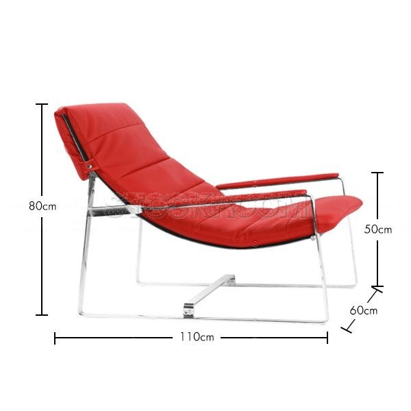 Marino Leather Chaise Lounge Chair with Steel Frame